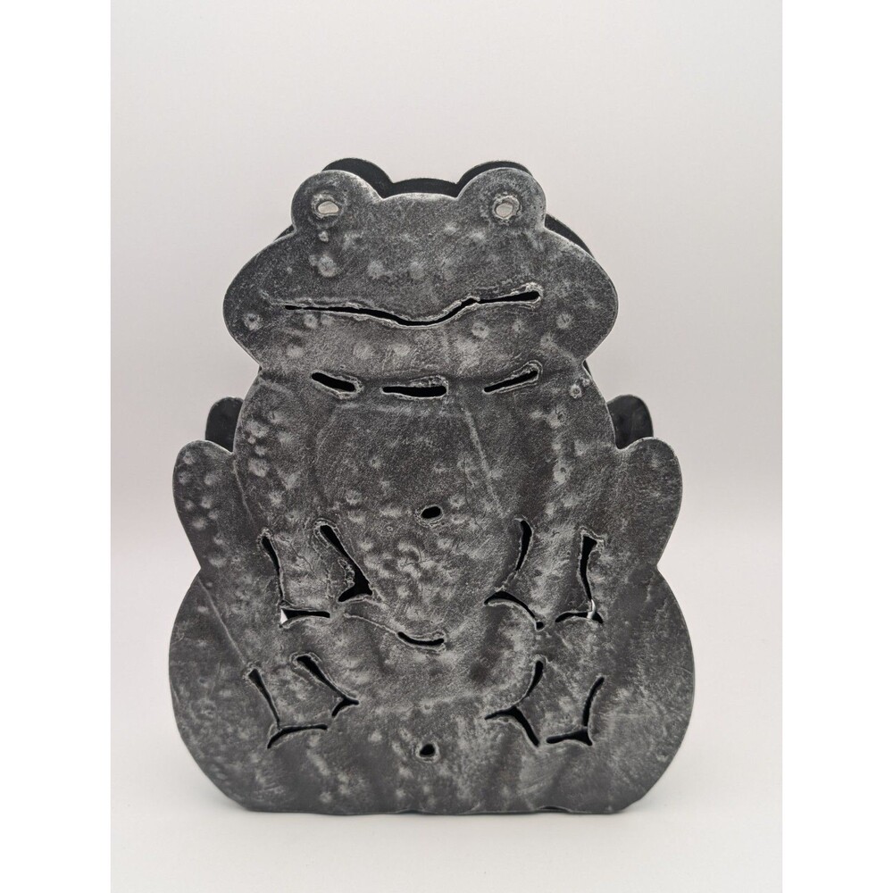 Rustic Metal Frog Toad Candle Lantern Holder Tealight Votive Lantern Silver Grey